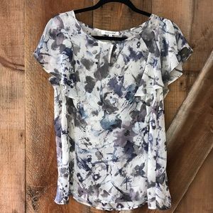 QUINTESSENTIAL sheer print top size small